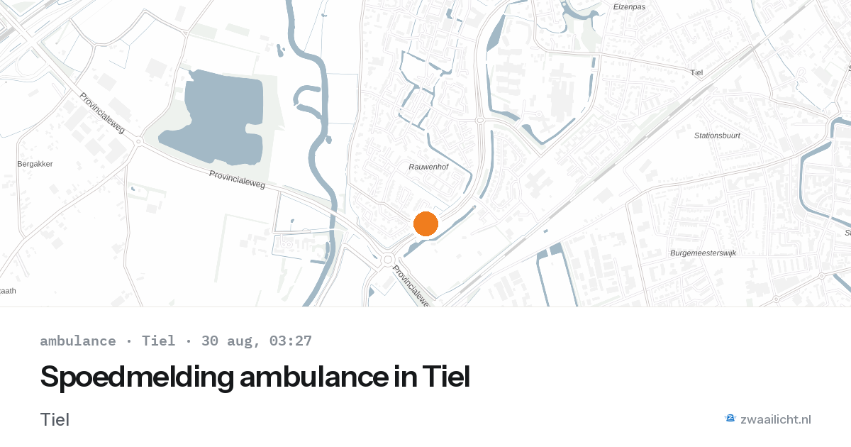 Spoedmelding ambulance in Tiel — 30 aug 2026