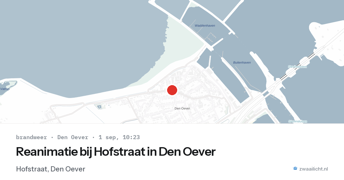 Reanimatie bij Hofstraat in Den Oever — 1 sep 2026