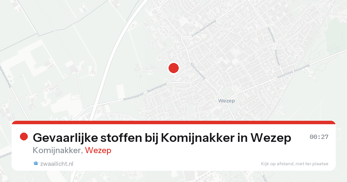 Gevaarlijke stoffen bij Komijnakker in Wezep — 20 aug 2026