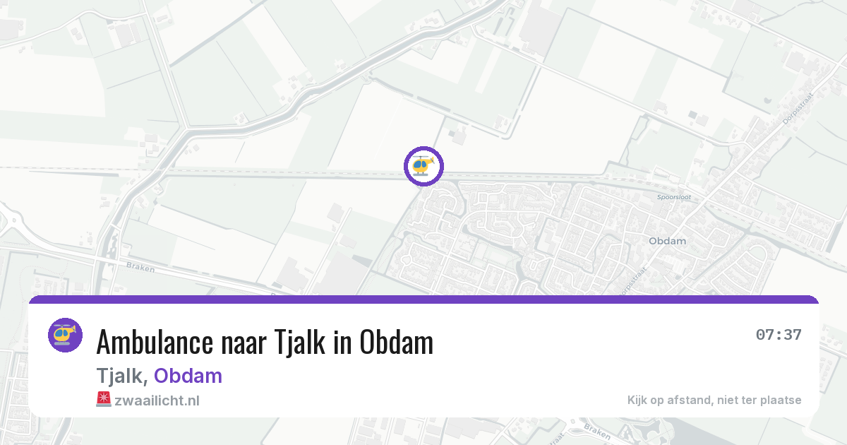 Ambulance naar Tjalk in Obdam — 22 apr 2026