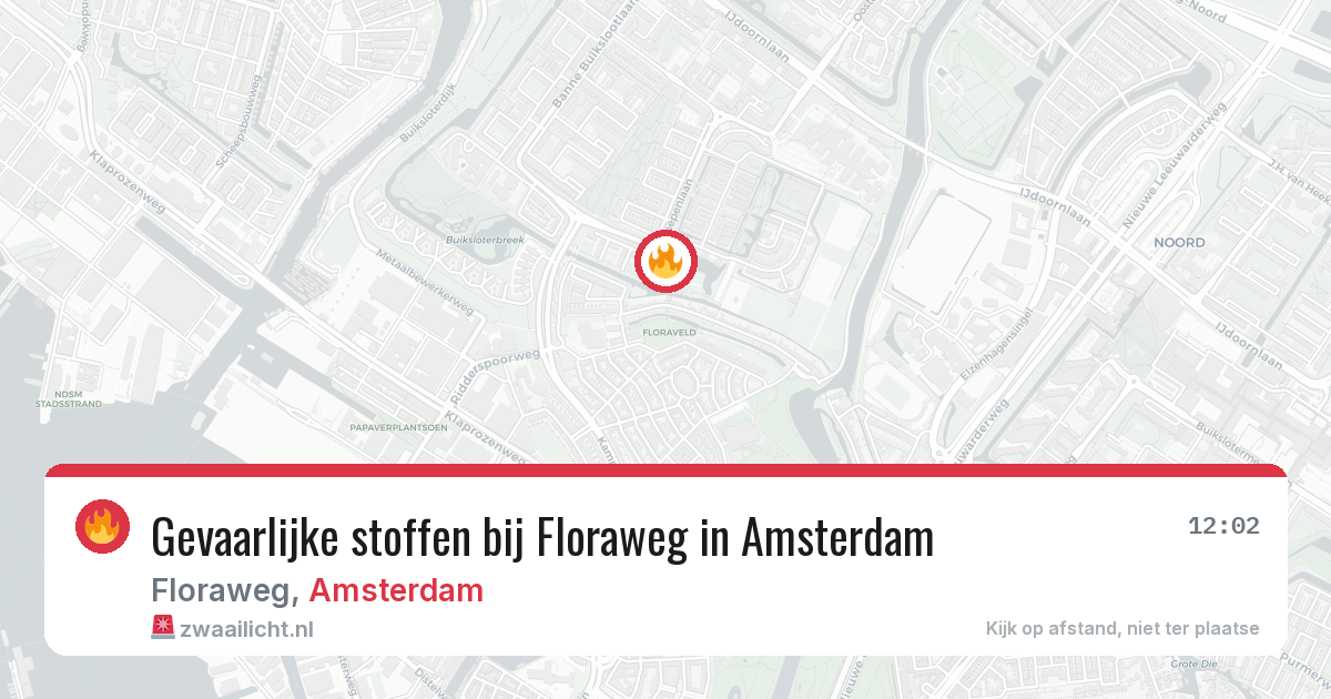 Gevaarlijke stoffen bij Floraweg in Amsterdam — 3 jul 2026