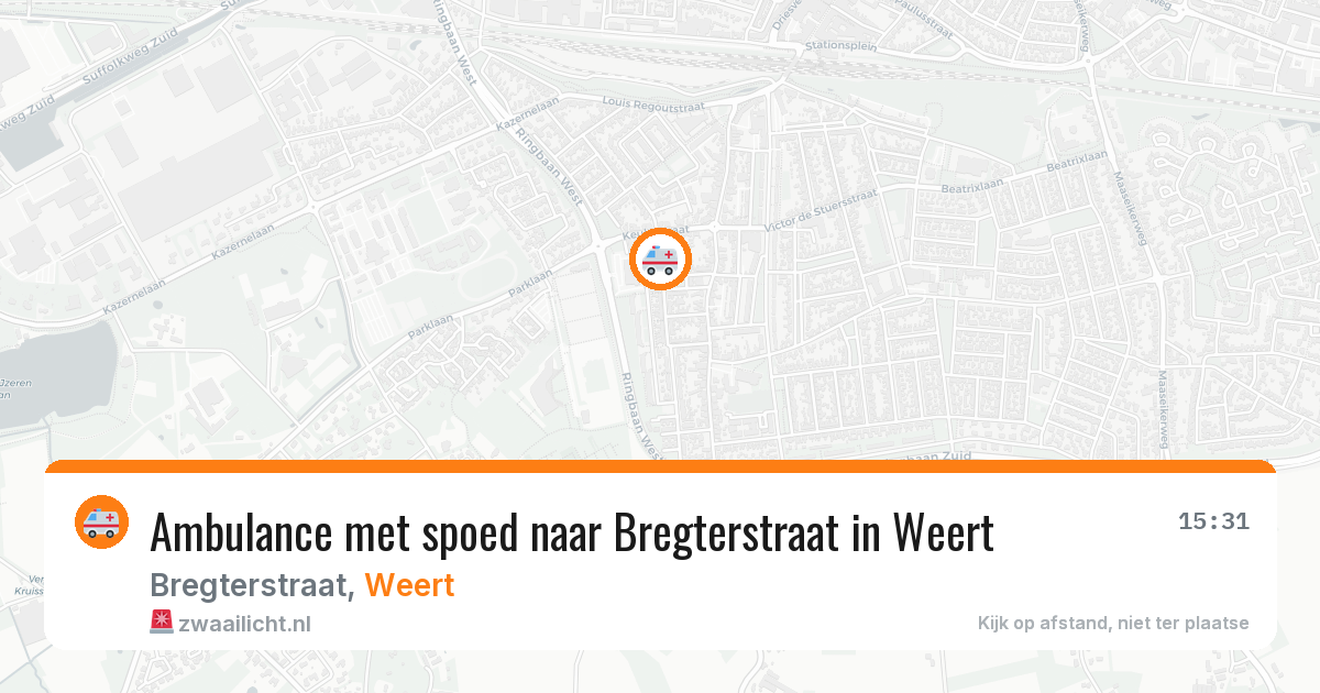Ambulance met spoed naar Bregterstraat in Weert — 21 jun 2026