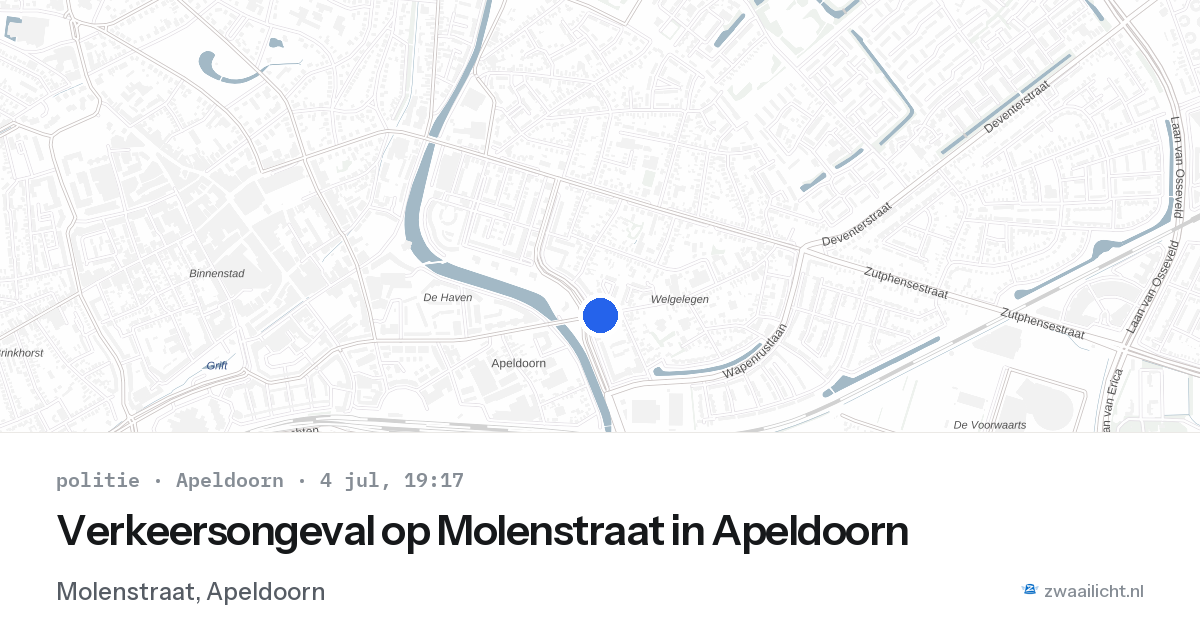 Verkeersongeval op Molenstraat in Apeldoorn — 4 jul 2026