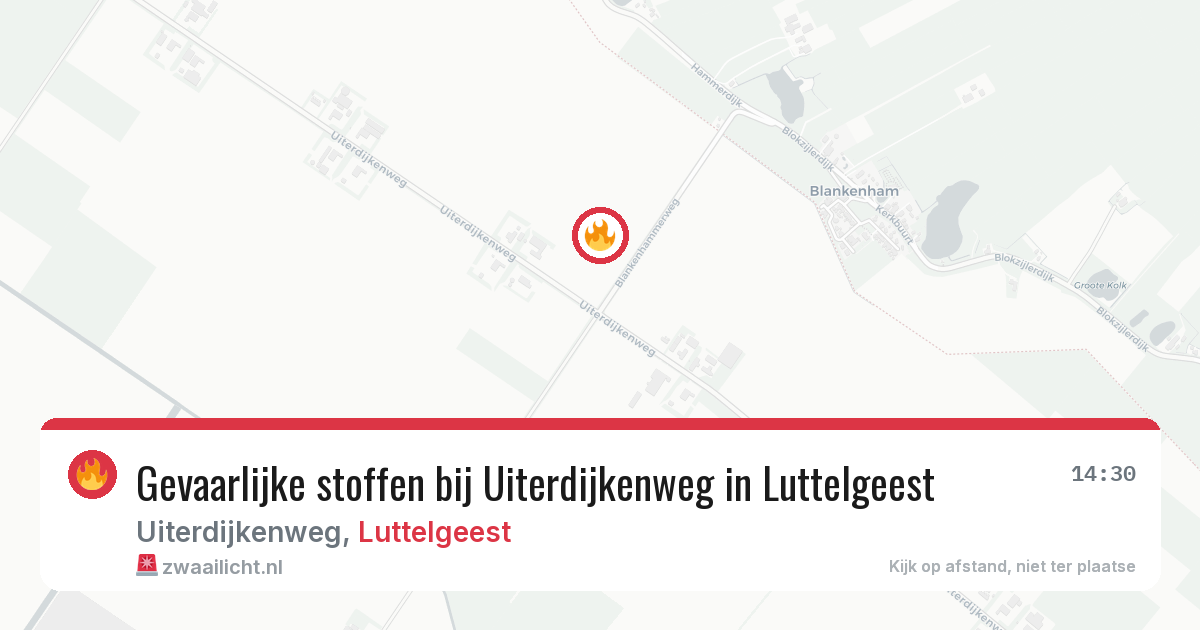 Gevaarlijke stoffen bij Uiterdijkenweg in Luttelgeest — 23 mrt 2026