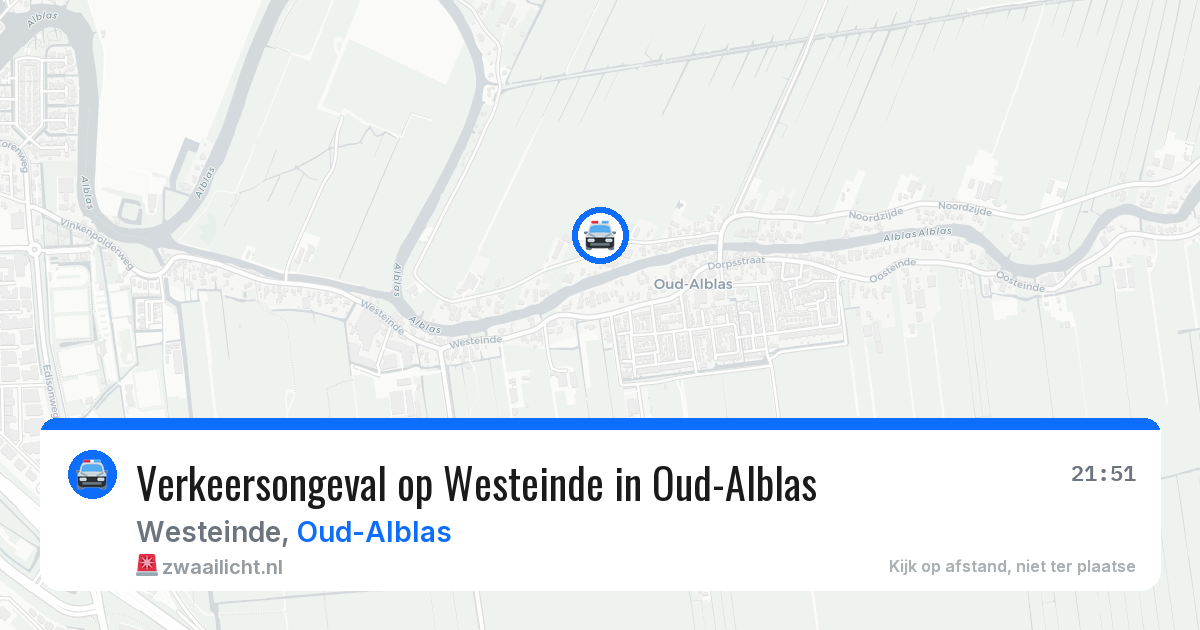 Verkeersongeval op Westeinde in Oud-Alblas — 1 aug 2026