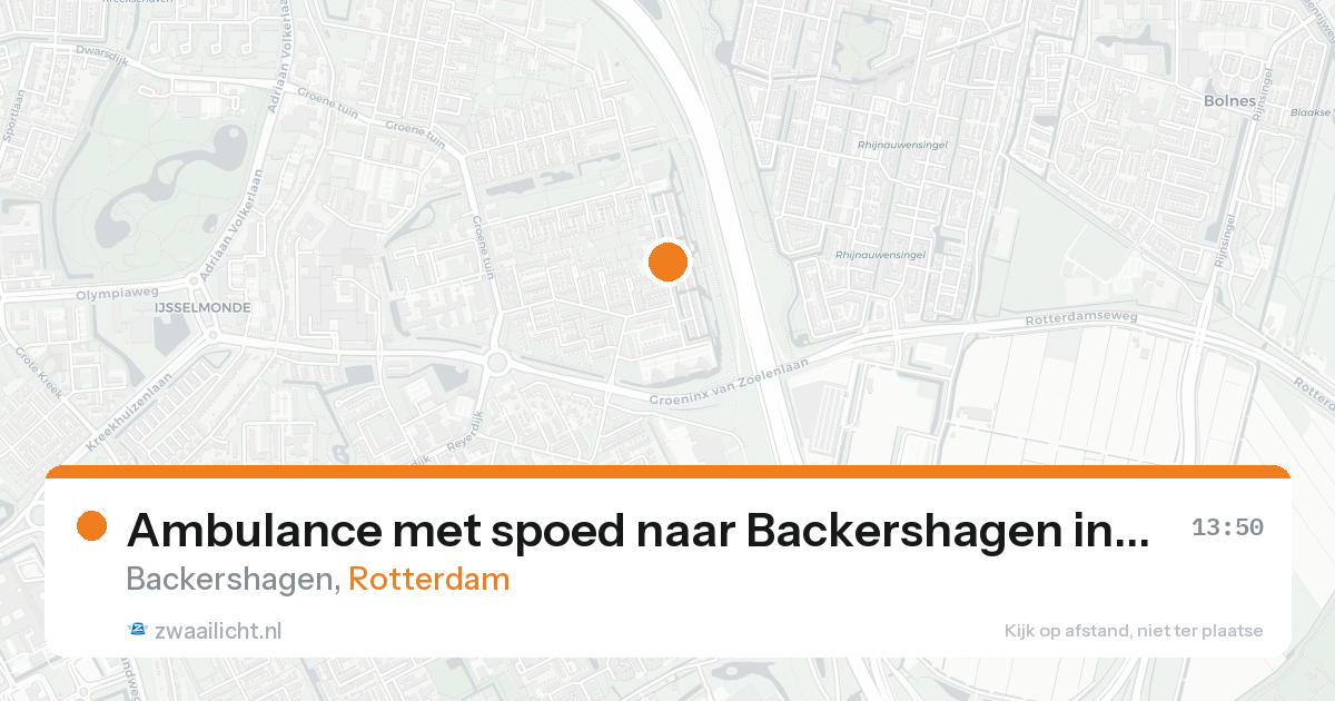 Ambulance met spoed naar Backershagen in Rotterdam — 15 aug 2026
