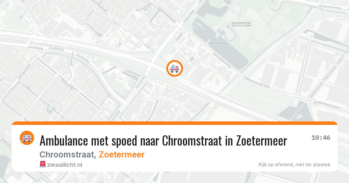 Ambulance met spoed naar Chroomstraat in Zoetermeer — 22 jul 2026