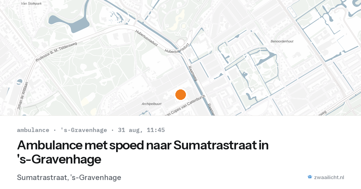 Ambulance met spoed naar Sumatrastraat in 's-Gravenhage — 31 aug 2026