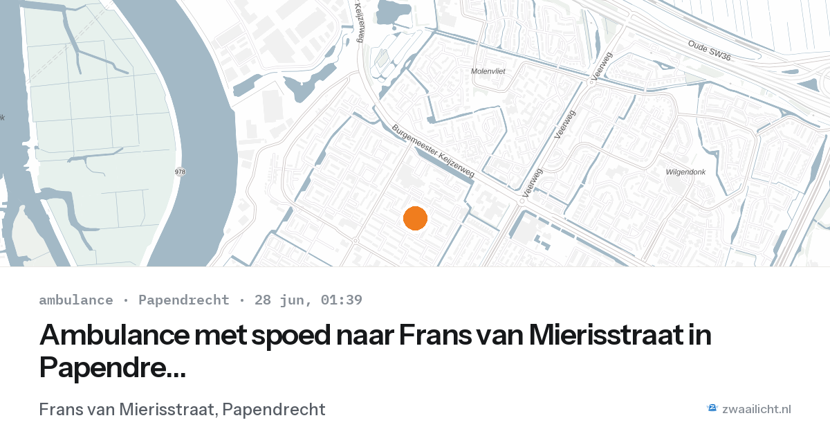 Ambulance met spoed naar Frans van Mierisstraat in Papendrecht — 27 jun 2026