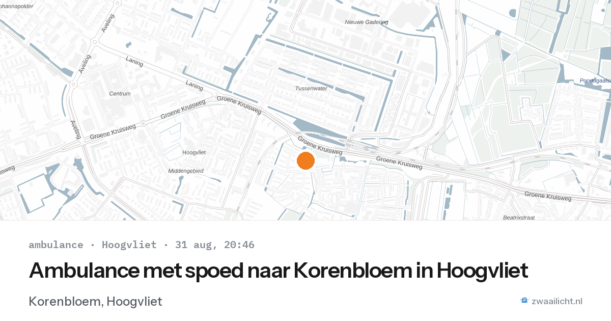 Ambulance met spoed naar Korenbloem in Hoogvliet — 31 aug 2026