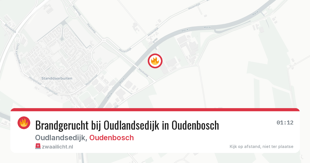 Brandgerucht bij Oudlandsedijk in Oudenbosch — 17 mei 2026