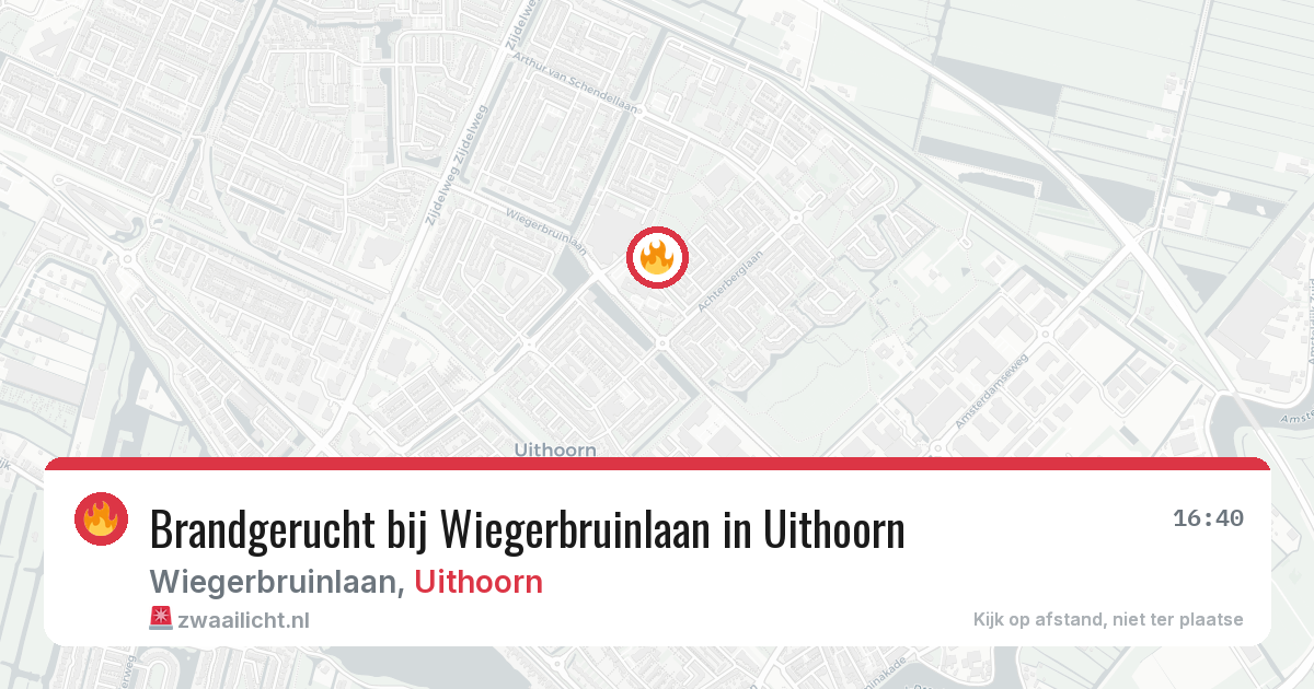 Brandgerucht bij Wiegerbruinlaan in Uithoorn — 13 aug 2026