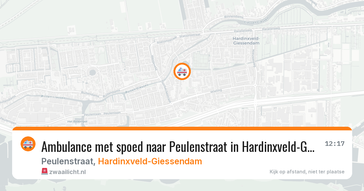 Ambulance met spoed naar Peulenstraat in Hardinxveld-Giessendam — 12 mrt 2026
