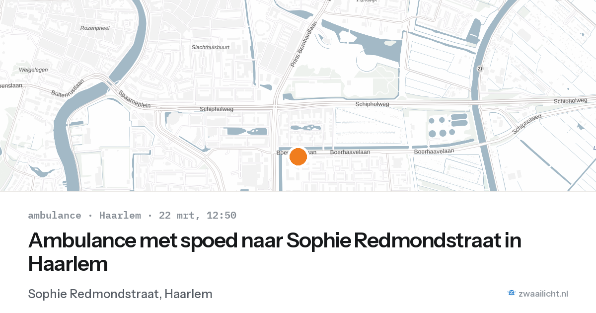 Ambulance met spoed naar Sophie Redmondstraat in Haarlem — 22 mrt 2026