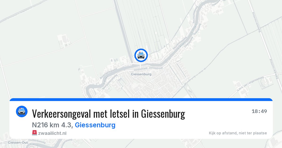 Verkeersongeval met letsel in Giessenburg — 15 jun 2026