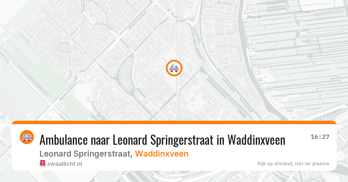 Ambulance naar Leonard Springerstraat in Waddinxveen — 9 aug 2026