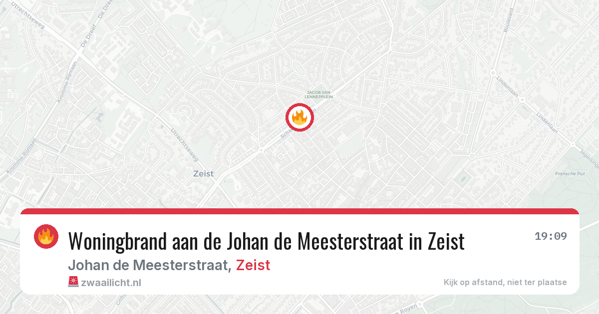 Woningbrand aan de Johan de Meesterstraat in Zeist — 29 apr 2026