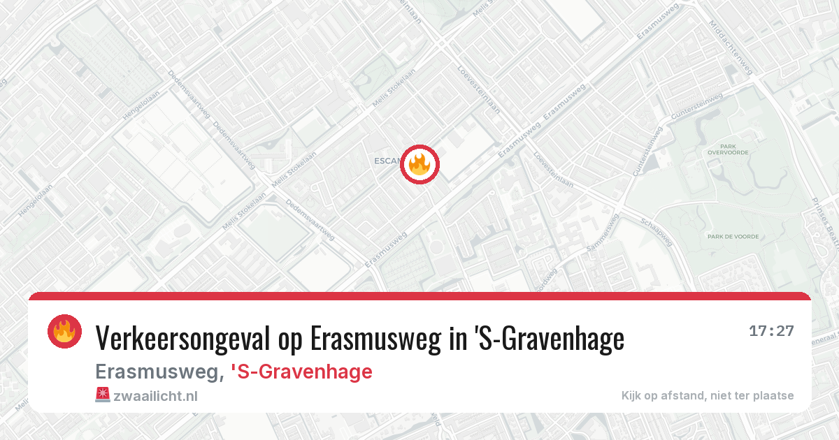 Verkeersongeval op Erasmusweg in 'S-Gravenhage — 13 aug 2026