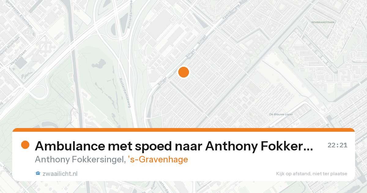 Ambulance met spoed naar Anthony Fokkersingel in 's-Gravenhage — 17 aug 2026
