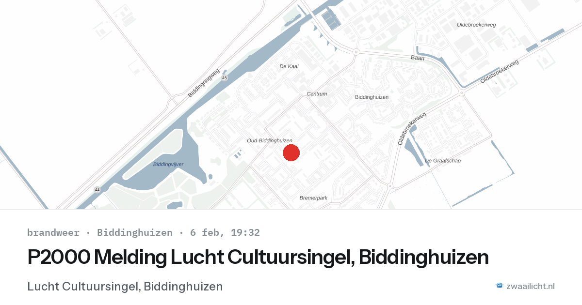 P2000 Melding Lucht Cultuursingel, Biddinghuizen — 6 feb 2026