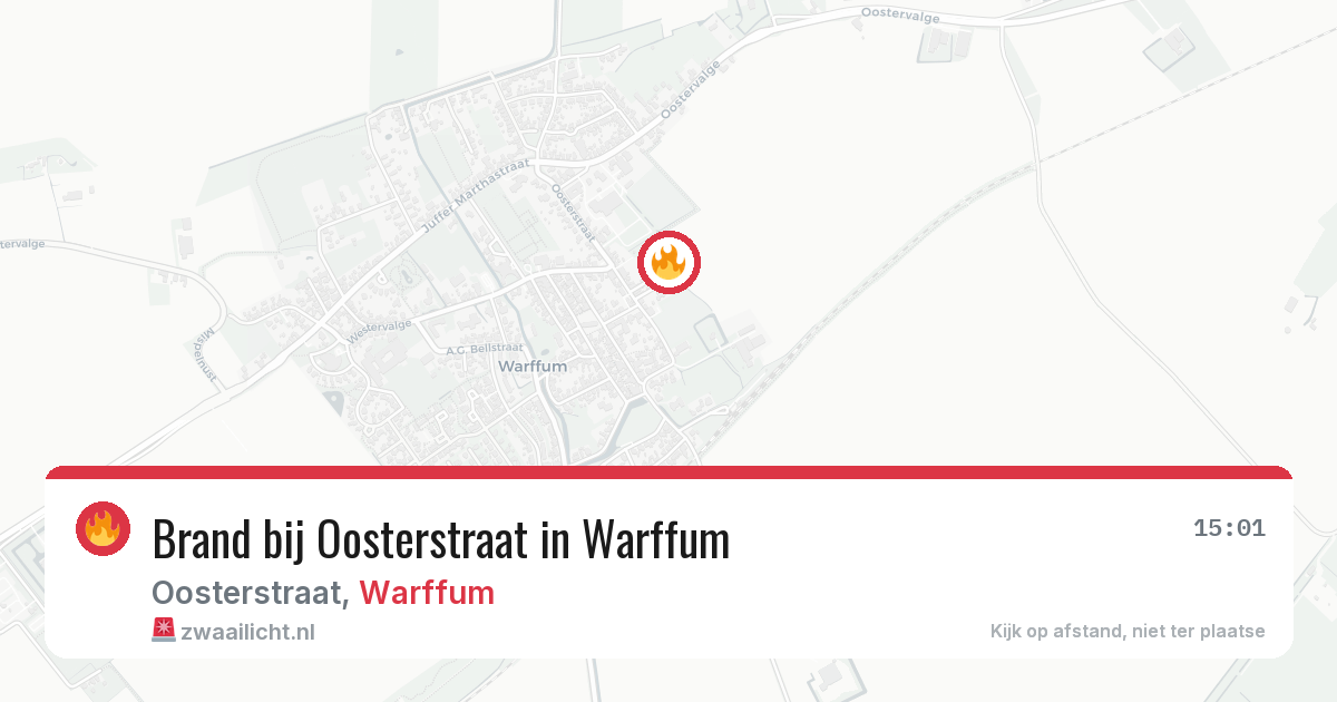 Brand bij Oosterstraat in Warffum — 22 apr 2026