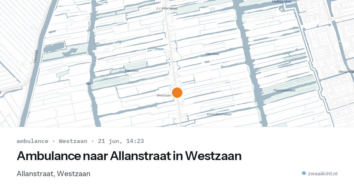 Ambulance naar Allanstraat in Westzaan — 21 jun 2026