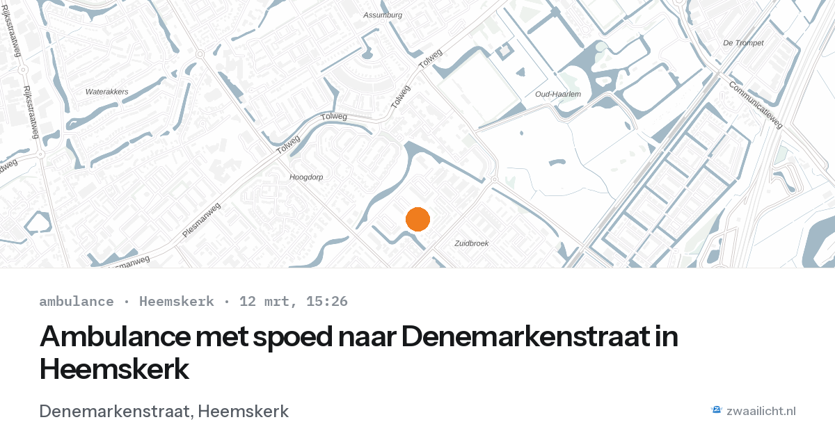 Ambulance met spoed naar Denemarkenstraat in Heemskerk — 12 mrt 2026