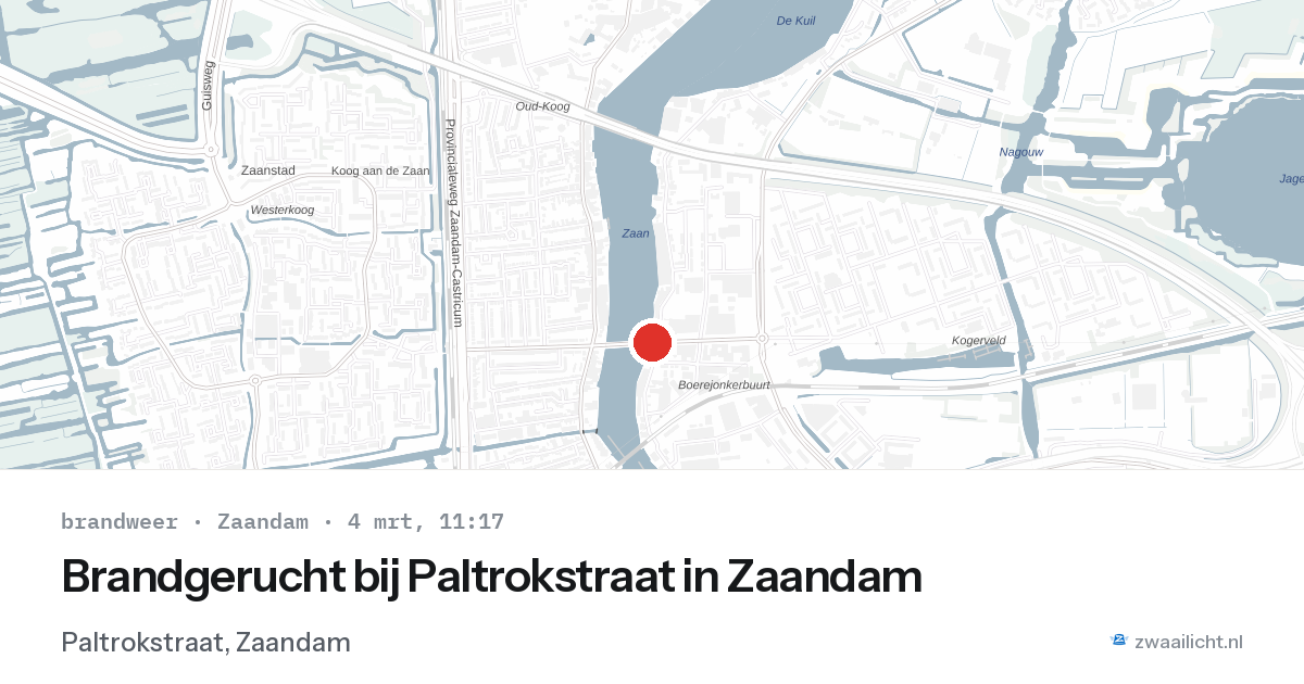 Brandgerucht bij Paltrokstraat in Zaandam — 4 mrt 2026