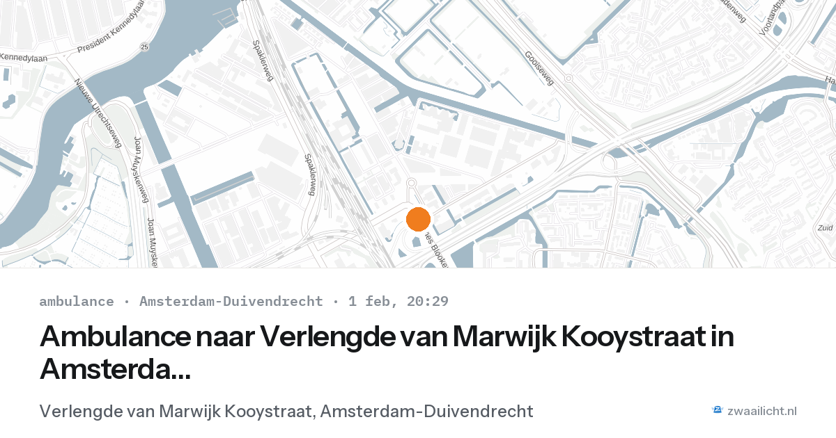 Ambulance naar Verlengde van Marwijk Kooystraat in Amsterdam-Duivendrecht — 1 feb 2026