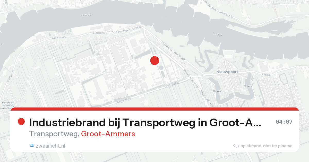 Industriebrand bij Transportweg in Groot-Ammers — 16 aug 2026