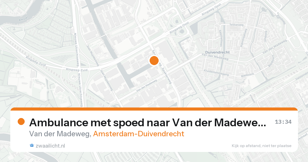 Ambulance met spoed naar Van der Madeweg in Amsterdam-Duivendrecht — 19 aug 2026