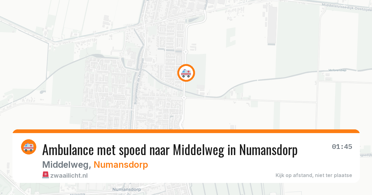 Ambulance met spoed naar Middelweg in Numansdorp — 9 aug 2026