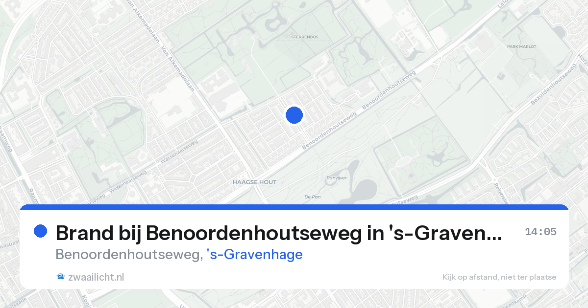 Brand bij Benoordenhoutseweg in 's-Gravenhage — 15 aug 2026