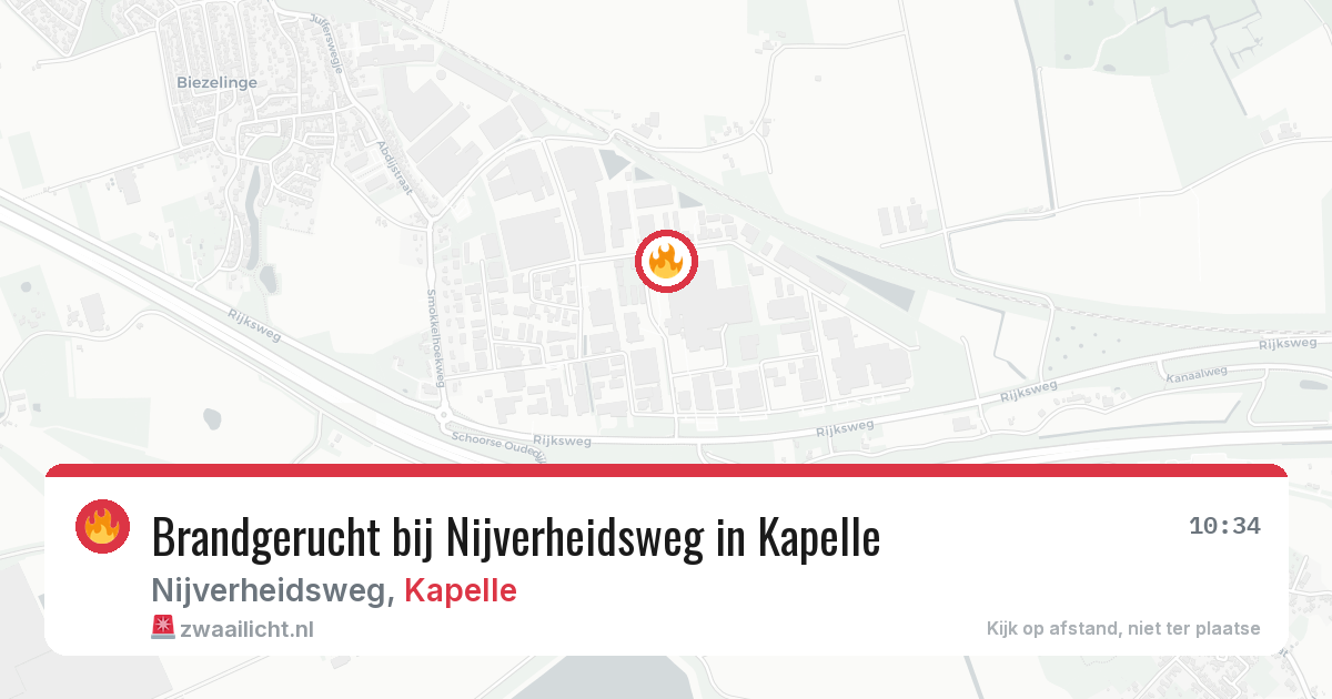 Brandgerucht bij Nijverheidsweg in Kapelle — 14 aug 2026