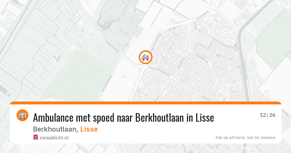 Ambulance met spoed naar Berkhoutlaan in Lisse — 9 aug 2026