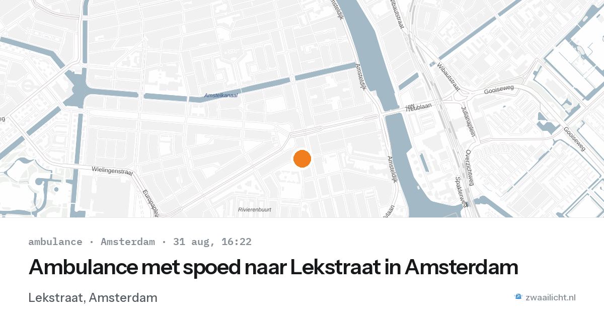 Ambulance met spoed naar Lekstraat in Amsterdam — 31 aug 2026