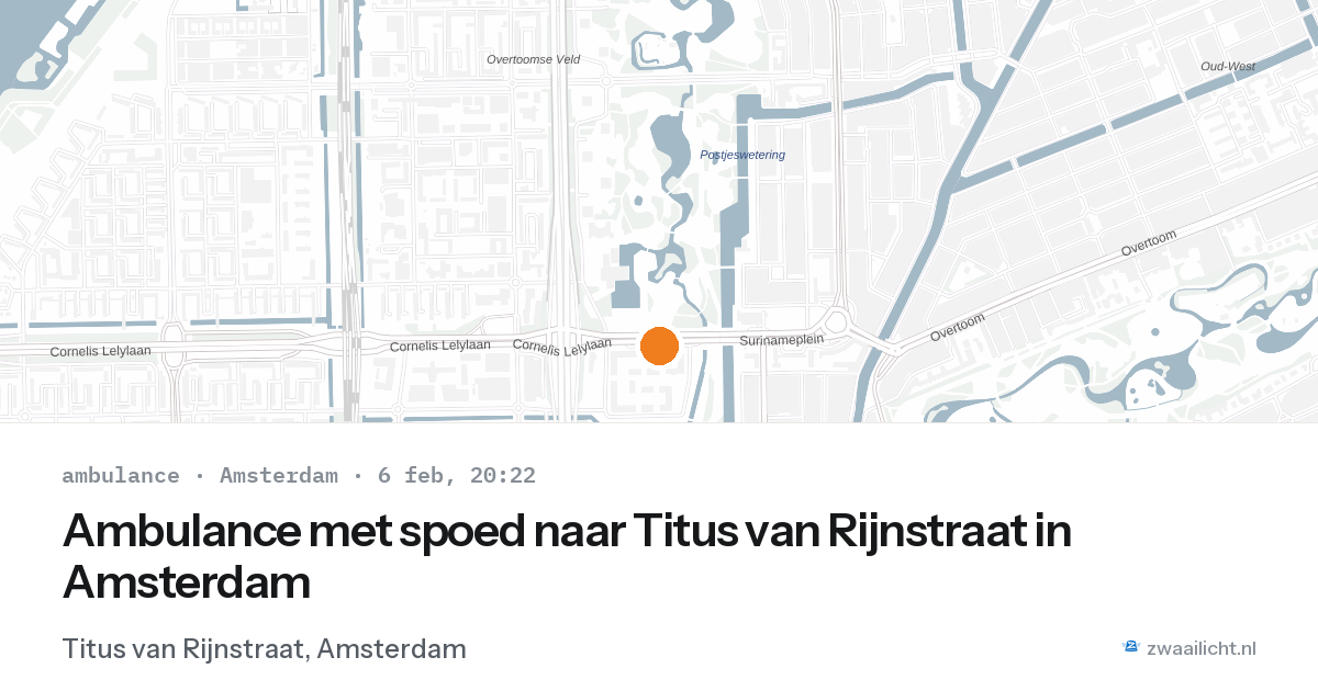 Ambulance met spoed naar Titus van Rijnstraat in Amsterdam — 6 feb 2026