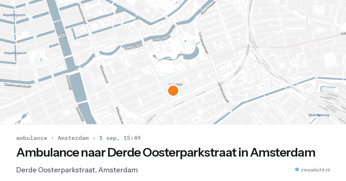 Ambulance naar Derde Oosterparkstraat in Amsterdam — 1 sep 2026