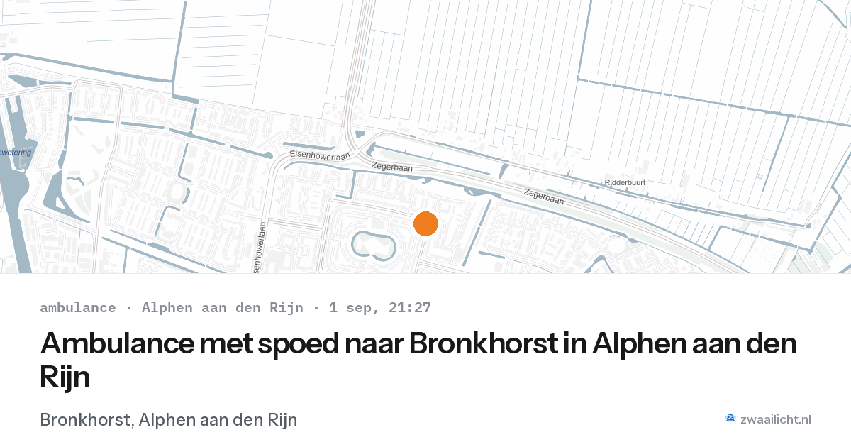 Ambulance met spoed naar Bronkhorst in Alphen aan den Rijn — 1 sep 2026