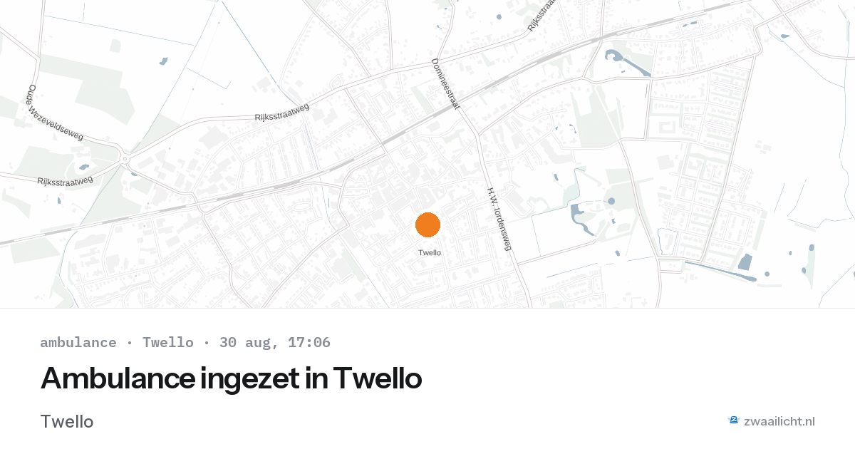Ambulance ingezet in Twello — 30 aug 2026