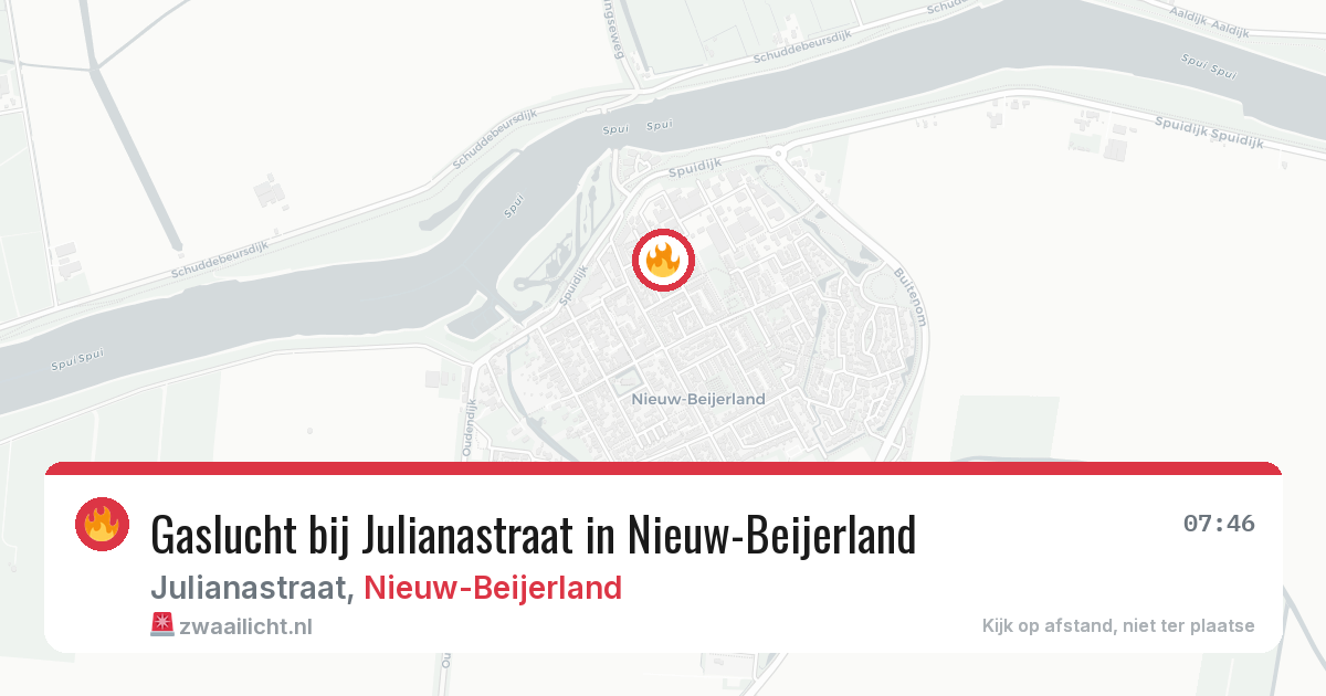 Gaslucht bij Julianastraat in Nieuw-Beijerland — 18 mrt 2026