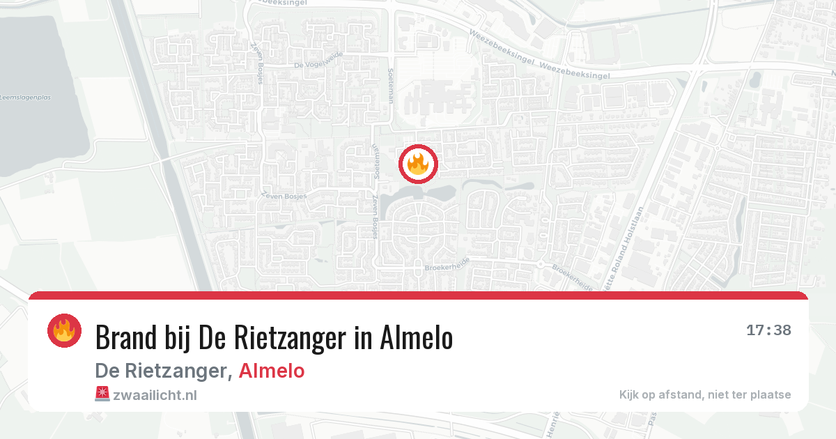 Brand bij De Rietzanger in Almelo — 29 jul 2026