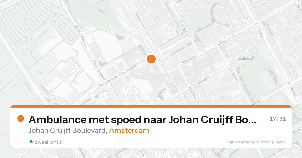 Ambulance met spoed naar Johan Cruijff Boulevard in Amsterdam — 16 aug 2026