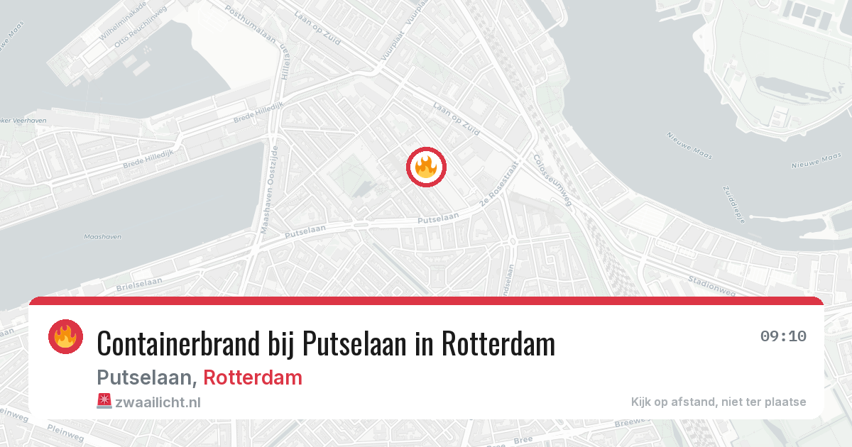 Containerbrand bij Putselaan in Rotterdam — 4 aug 2026