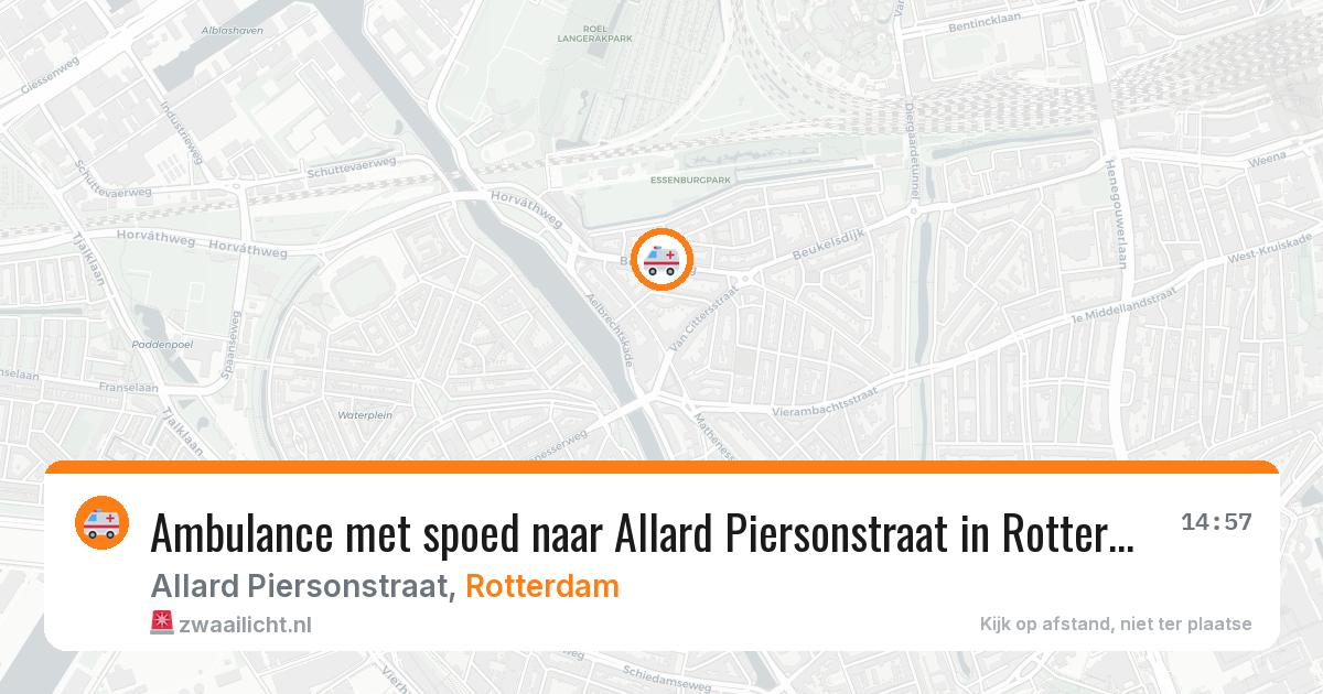 Ambulance met spoed naar Allard Piersonstraat in Rotterdam — 14 mrt 2026