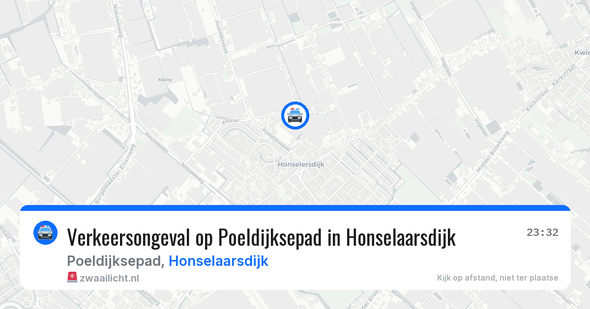 Verkeersongeval op Poeldijksepad in Honselaarsdijk — 8 aug 2026