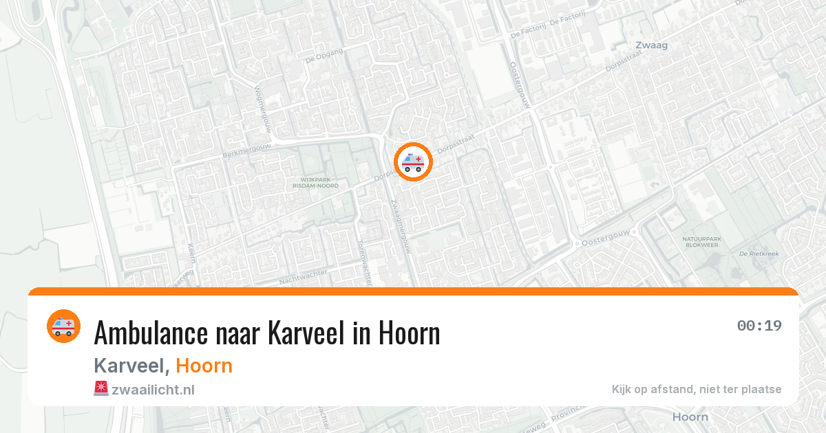 Ambulance naar Karveel in Hoorn — 20 jul 2026