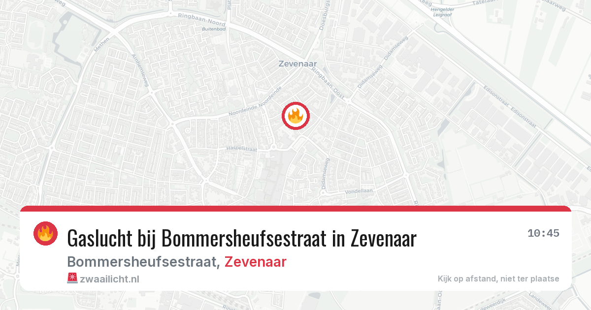 Gaslucht bij Bommersheufsestraat in Zevenaar — 12 jul 2026