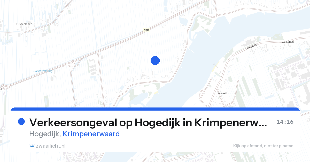 Verkeersongeval op Hogedijk in Krimpenerwaard — 13 aug 2026