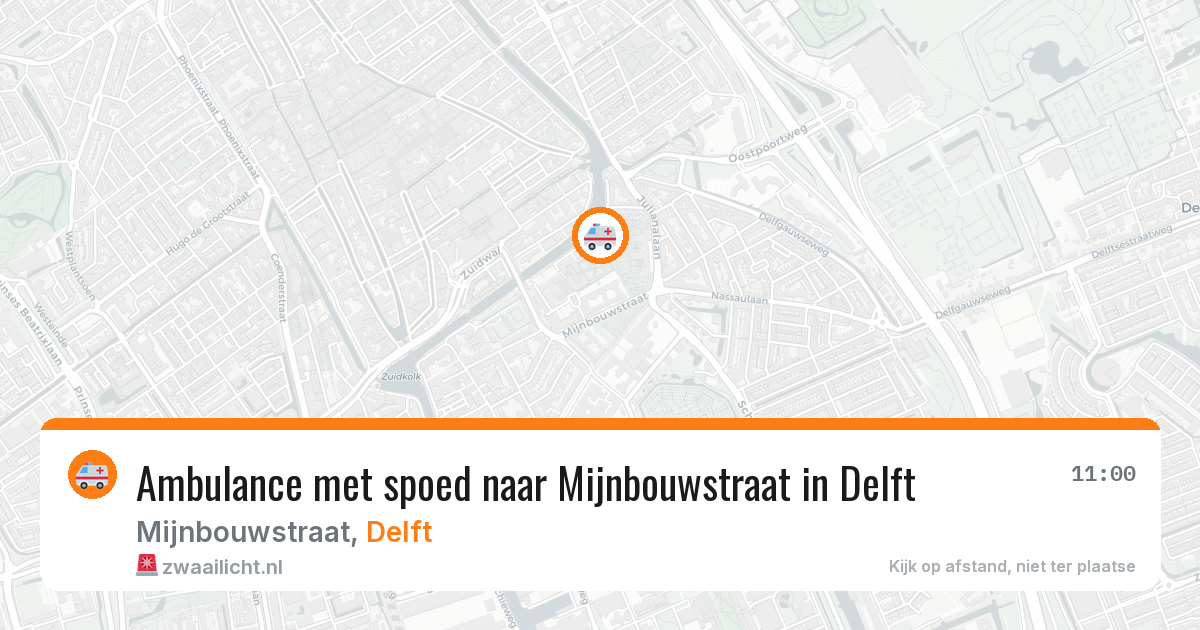 Ambulance met spoed naar Mijnbouwstraat in Delft — 12 jun 2026